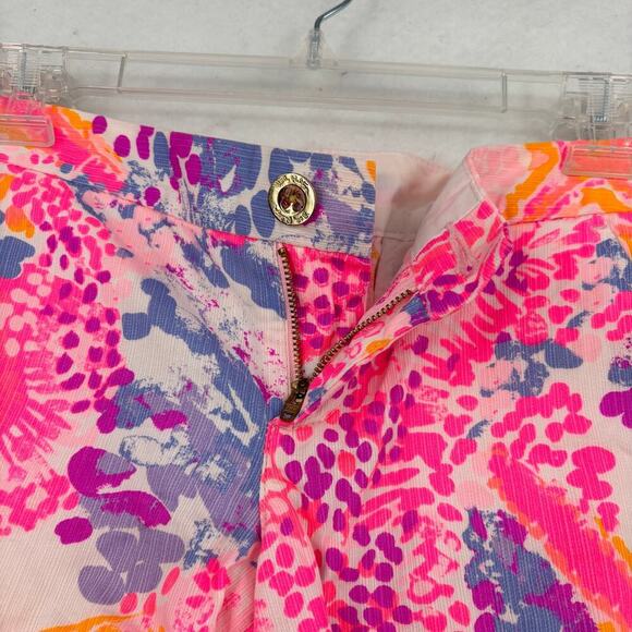 Lilly Pulitzer Buttercup Shorts Size 00 Paradise Pink 5 Inch Inseam Scallop Hem - Picture 2 of 13